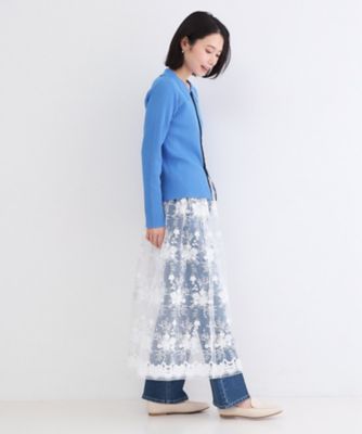 シアーレース刺繍レイヤードスカート【洗濯機OK