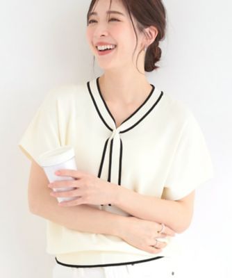 新品未使用】チュールスリーブプルオーバー ボウタイニット 半袖 