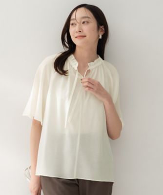 ＜UNTITLED (Women)＞【シアー／首元フリル】シルキーシフォンブラウス（２００２６０４３４３）