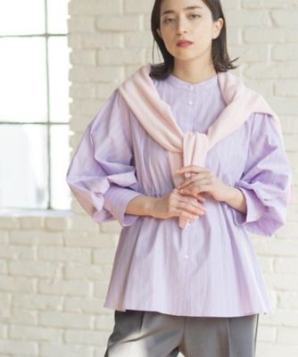 新品 送料無料☆ dayandgrade ストライプ切替デザインブラウス ストライプ切り替えプルオーバー【MUSE BY ROCHAS