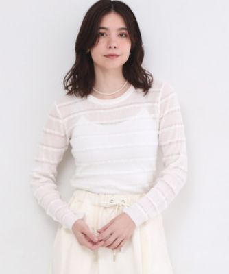 ＜OPAQUE.CLIP (Women)＞シアーボーダーリブニット【洗濯機ＯＫ】（２００２６０４３８２）