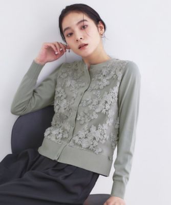 ＜OPAQUE.CLIP (Women)＞チュールレースニットカーディガン【洗える】（２００２６０４３８３）