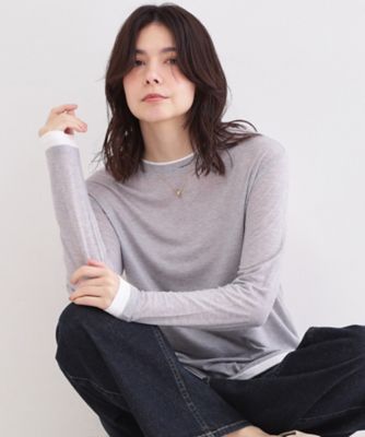 配色レイヤードロングスリーブTシャツ【洗える