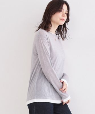 配色レイヤードロングスリーブTシャツ【洗える