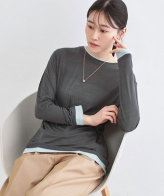 配色レイヤードロングスリーブTシャツ【洗える