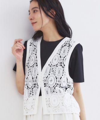 ＜OPAQUE.CLIP (Women)＞レースＶネックベスト（２００２６０４３９４）