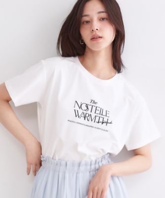 ＜OPAQUE.CLIP (Women)＞ロゴプリント＆刺繍Ｔシャツ【洗濯機ＯＫ】（２００２６０４３９５）