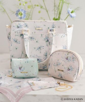 美品　インデンヤ花柄トートバッグ　袋付き ◇【日比谷花壇コラボ】2WAYフラワー合成皮革ミドルトート