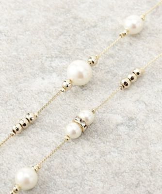 ロングパール調ネックレス／国産人工真珠／チェコ装飾／セレモニー