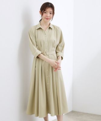 貴島明日香さん着用・美シルエット】ウエストタック配色ワンピース