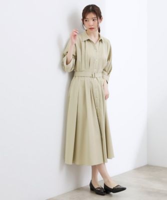 貴島明日香さん着用・美シルエット】ウエストタック配色ワンピース