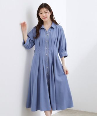 貴島明日香さん着用・美シルエット】ウエストタック配色ワンピース