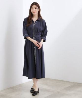 *Uta Mako* No.V67ハンドメイドお揃いワンピース 貴島明日香さん着用・美シルエット】ウエストタック配色ワンピース