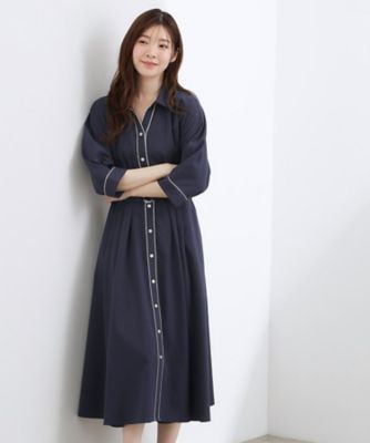 貴島明日香さん着用・美シルエット】ウエストタック配色ワンピース