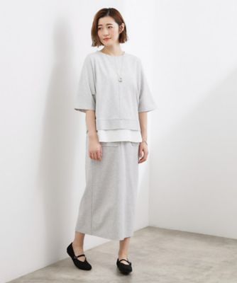 時短コーデ】シルキーポンチレイヤード風セットアップ