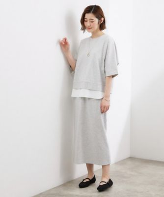 時短コーデ】シルキーポンチレイヤード風セットアップ