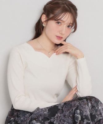 ＜COUTURE BROOCH (Women)＞【洗える】ハートネック　テレコプルオーバー（２００２６０４４５５）