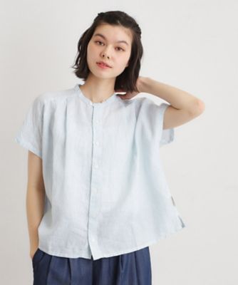 日本製／ワンマイルウエア】フレンチリネン ブラウス