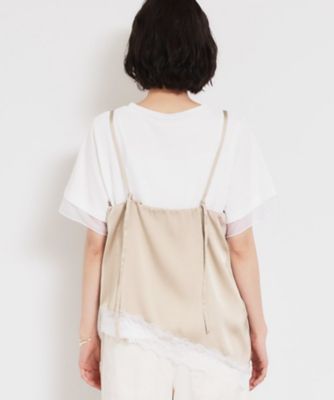 華やぐレイヤードスタイル サテンレースキャミソール