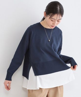 トップス、カットソー ツインセット》ワイドニット×裾フレアタンクトップ【洗濯機OK