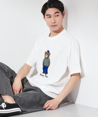 クマ サガラ刺繍 半袖Tシャツ 【洗濯機OK】（2002605132