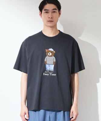 HYSTERIC ストライプ Tシャツ（クマ刺繍）　刺繍　鍵編み　ヴィンテージ クマ サガラ刺繍 半袖Tシャツ 【洗濯機OK】（2002605132