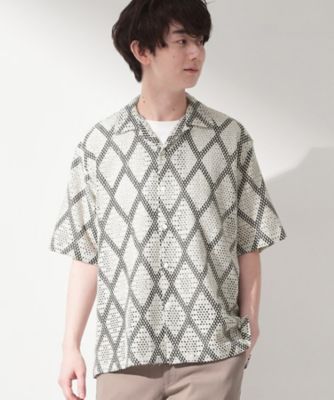 50's BRENTLEY Sports Wear アーガイル柄半袖シャツ アーガイル柄 レース半袖シャツ 洗濯機OK（2002605388
