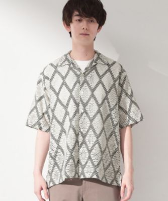 50's BRENTLEY Sports Wear アーガイル柄半袖シャツ アーガイル柄 レース半袖シャツ 洗濯機OK（2002605388
