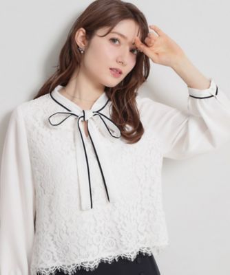 ＜COUTURE BROOCH (Women)＞【洗える・通勤】フラワーレースブラウス（２００２６０６５１２）