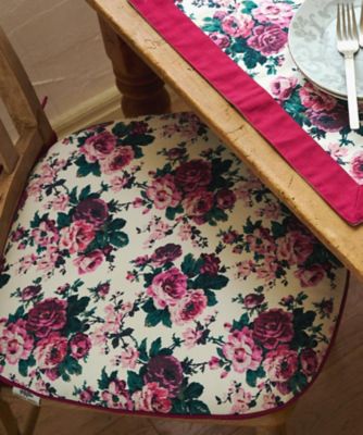 ＜LAURA ASHLEY＞エレンボロー　ローズ柄　シートクッション（２００２６０６７３４）