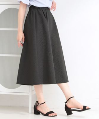 【洗濯機可／Ｓ－ＬＬ】上品なお花柄ジャカード　フレアスカート（２００２６０７０３１）