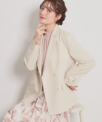 ＜COUTURE BROOCH (Women)＞【洗える・通勤】パール調ボタン　テーラードジャケット（２００２６０７０４３）