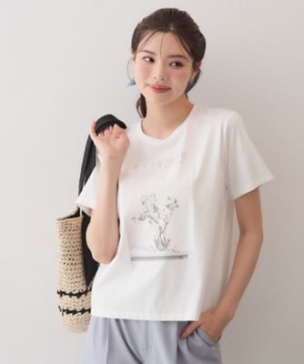 UV】フラワープリントTシャツ≪洗濯機OK／接触冷感