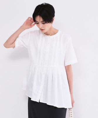 ＜OPAQUE.CLIP (Women)＞ピンタックアシメペプラムブラウス【洗濯機ＯＫ】（２００２６０７０８６）