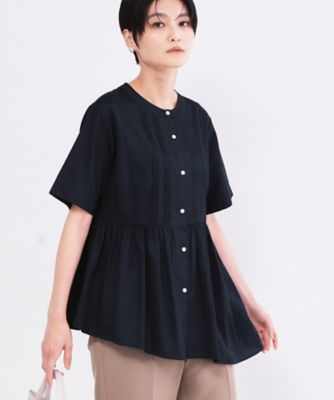 玉子 ブラウス&amp;ワンピース&amp;ネックレス ネックレス付き）首元に輝くパールネックレスのフロントタック艶