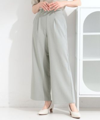 美品　45R レディース　麻ワイドパンツ S－LL】さらっと穿けてきれい見え 麻調タックワイドパンツ