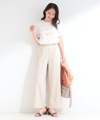 S－LL】さらっと穿けてきれい見え 麻調タックワイドパンツ