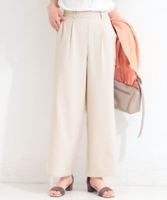 S－LL】さらっと穿けてきれい見え 麻調タックワイドパンツ