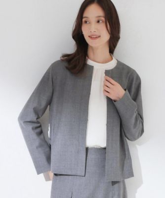 希少48✨23区　コロンボ イタリア生地　セットアップ背抜き　グレー　４Lサイズ M～3Lサイズ／セットアップ／ストレッチ】洗練ノーカラージャケット