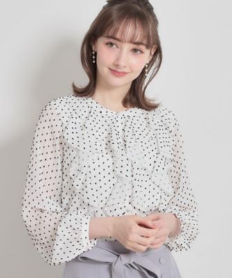 ＜COUTURE BROOCH (Women)＞【洗える・着映え】ドビードット　フリルブラウス（２００２６０７５５７）