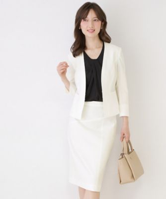 ＜COUP DE CHANCE (Women)＞【手洗い可／日本製／接触冷感／スーツ可／ワンピース羽織】麻調合繊ノーカラージャケット（２００２６０７６６９）