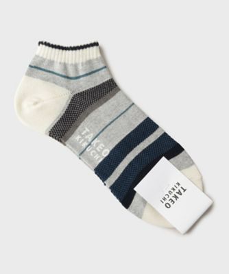 ＜TAKEO KIKUCHI (Men)＞マルチボーダーショートソックス（２００２６０７７３１）