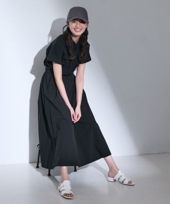 AO　レディース　BLK M 撥水／UVケア／SETUP可能】軽量マキシ丈タックスカート