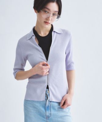 綾shop様 rib zip cardigan（2002607882） | CODE A