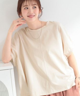 洗濯機可】シンプルにこなれて見せる お袖ギャザードルマンTシャツ