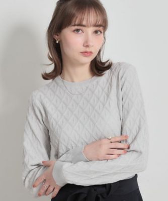 ＜COUTURE BROOCH (Women)＞【アンサンブル可】ダイヤ柄ニット（２００２６０８３１８）