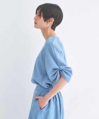 【接触冷感／吸水速乾】リネンライク　タックスリーブブラウス《セットアップ対応／洗濯機ＯＫ》（２００２６０８５５４）
