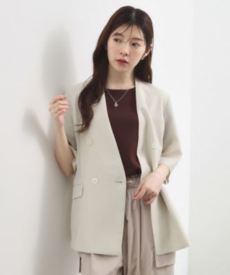＜GROVE (Women)＞【貴島明日香さん着用・洗濯機ＯＫ】軽く羽織れるハーフスリーブジャケット（２００２６０９１８２）