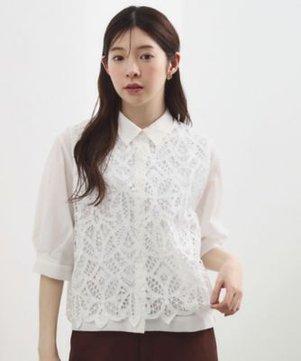 ＜GROVE (Women)＞【貴島明日香さん着用／２点ＳＥＴ】レースベスト×シアーブラウスＳＥＴ（２００２６０９１８８）