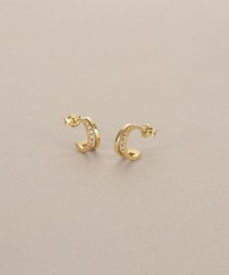 ＜COCOSHNIK (Women)＞Ｋ１０ダイヤモンド　スプリットフープ　スタッドピアス（２００２６０９２６６）